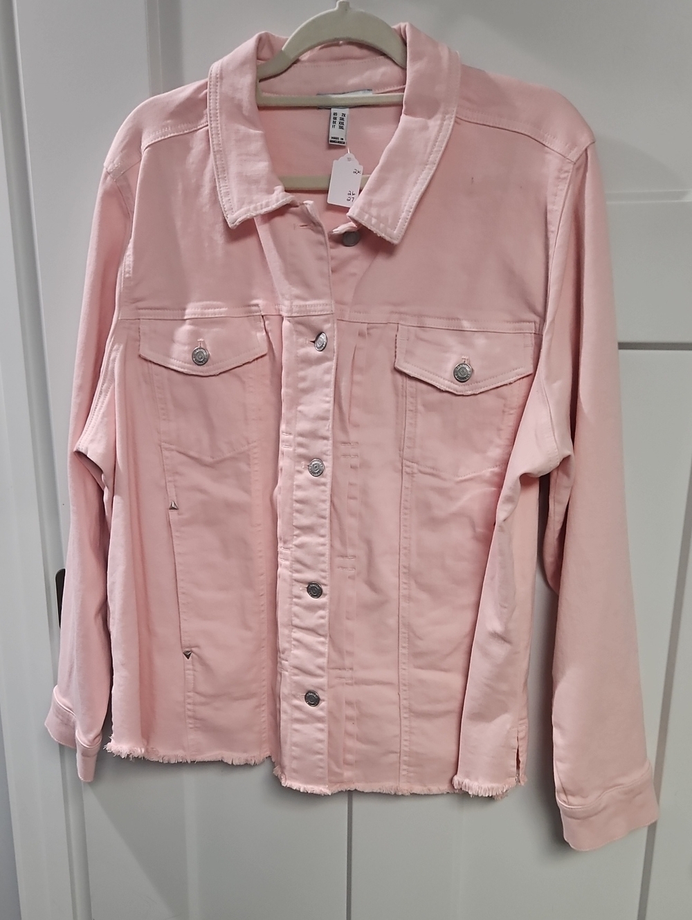 CJ Banks Pastel Pink Denim Jacket